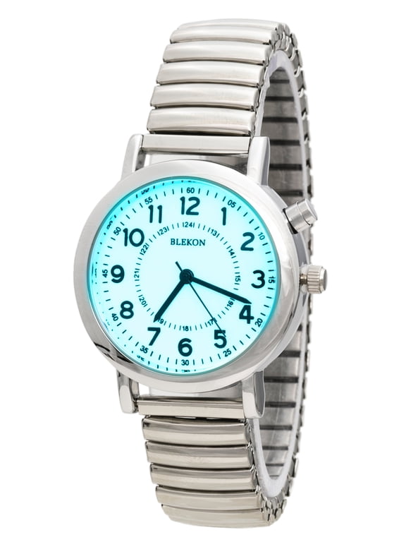 Original Light Up Dial Watch for Ladies 33mm Case Push Button Glossy Expansion Band - Analog Watch with Glow in The Dark Dial, Ideal for Everyday and Party Wear