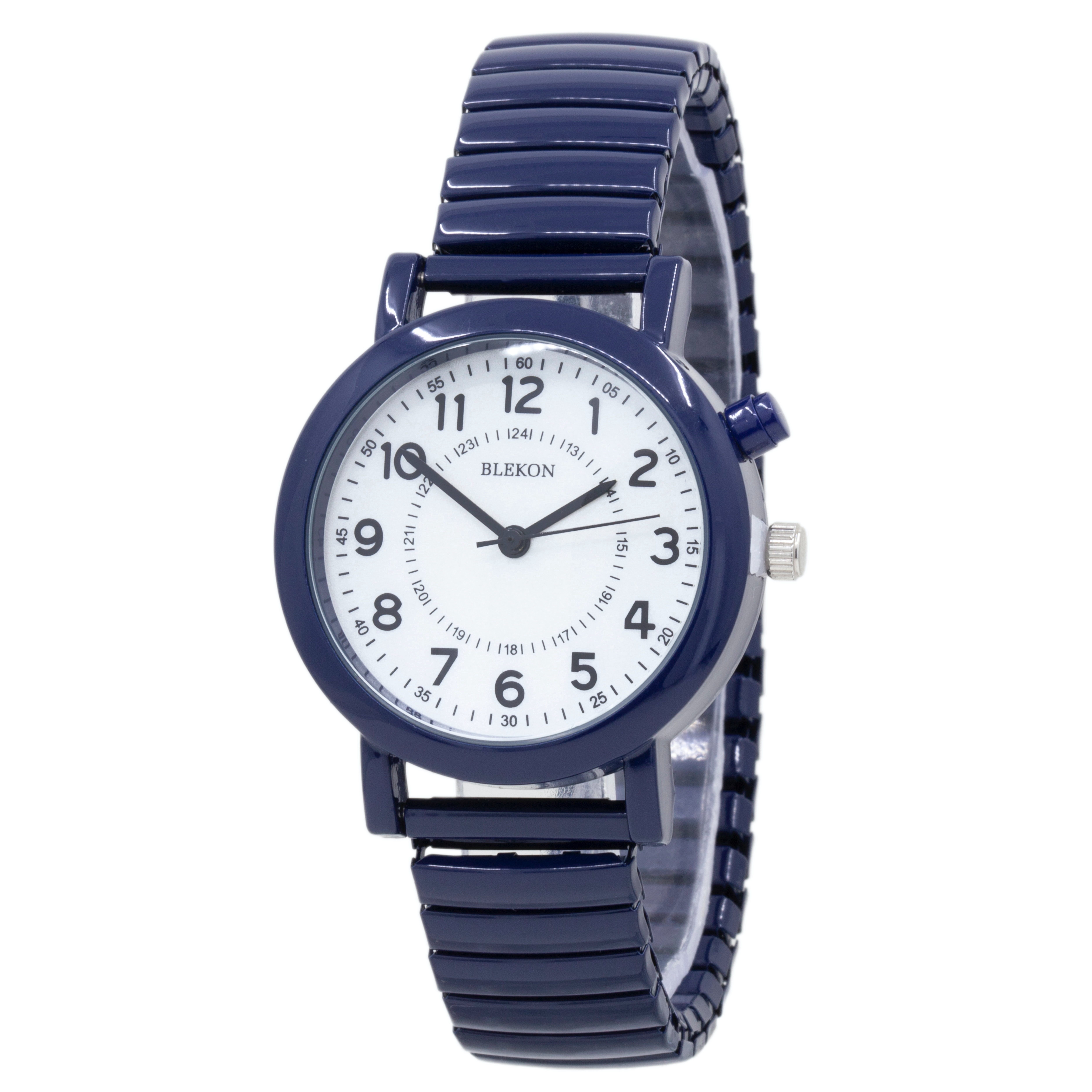 Light Up Dial Analog Watch, 33mm Metal Case, Push Button Stretch Band Amazon.com: Blekon Women main image 2