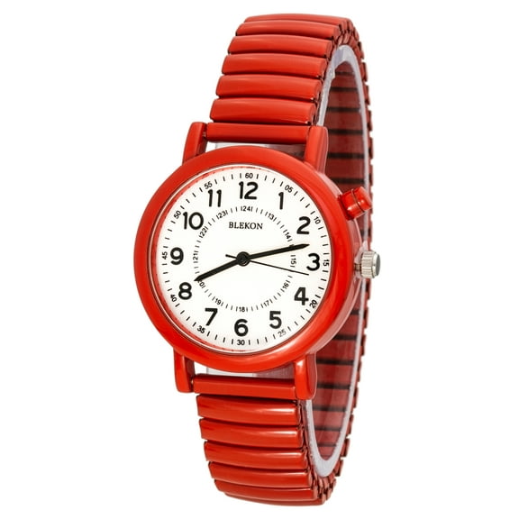 Blekon Original Light Up Dial Watch for Ladies â€“ 33mm Case Push Button Glossy Expansion Band - Analog Watch with Glow in The Dark Dial, Ideal for Everyday and Party Wear