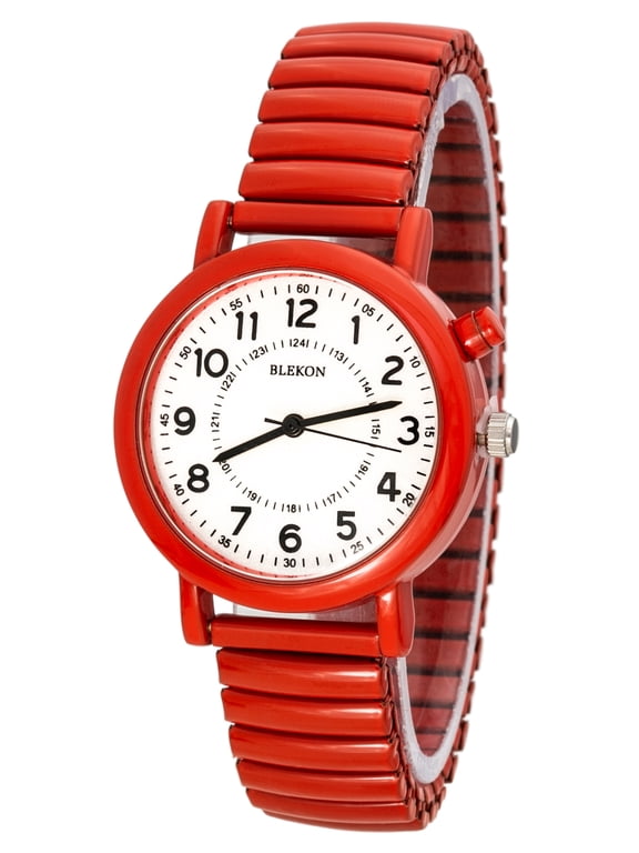 Original Light Up Dial Watch for Ladies 33mm Case Push Button Glossy Expansion Band - Analog Watch with Glow in The Dark Dial, Ideal for Everyday and Party Wear