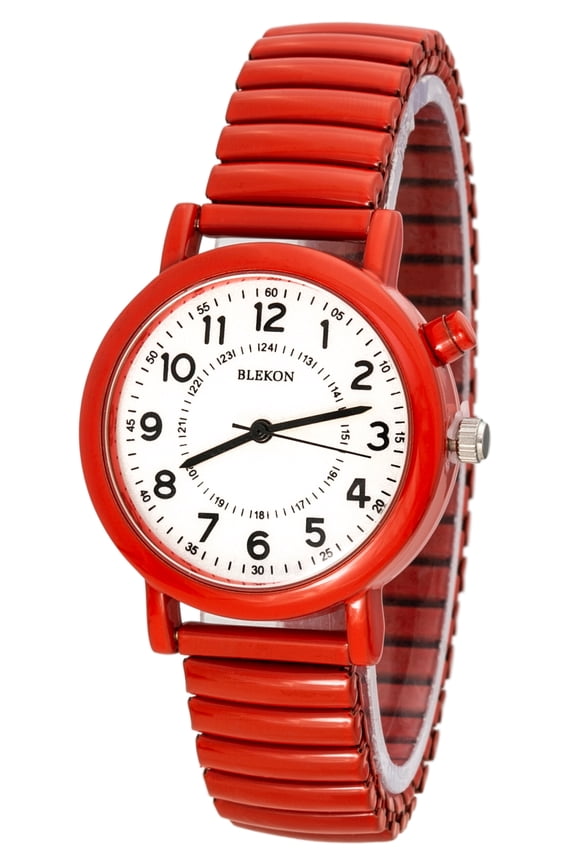Original Light Up Dial Watch for Ladies 33mm Case Push Button Glossy Expansion Band - Analog Watch with Glow in The Dark Dial, Ideal for Everyday and Party Wear