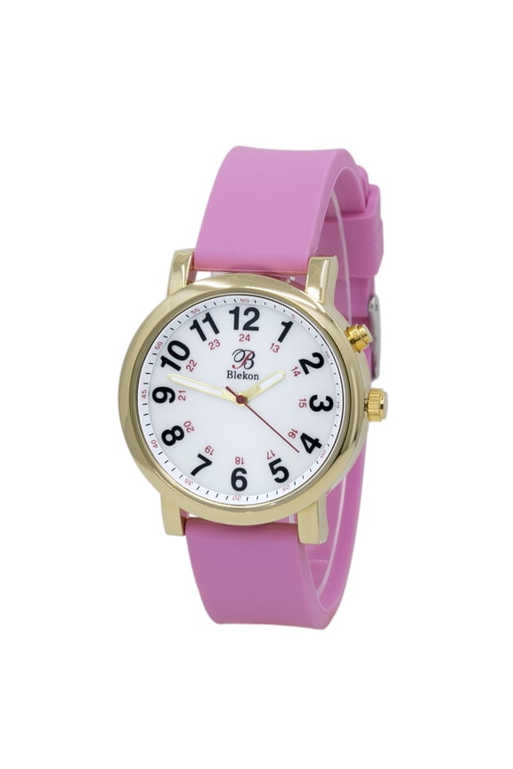 Original Light Up Dial Nurse Watch â€“ Gold Case, Various Medical Scrub Colors, Easy to Read, Military Time with Second Hand, Silicone Band, Water Resistant Watch