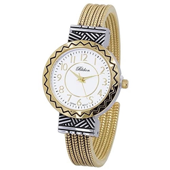 Blekon Original Mother of Pearl Cuff Bracelet Watch for Women with 31mm case Japanese Quartz Movement Metal hinged Bangle Style Cuff Wrist Watch for Ladies