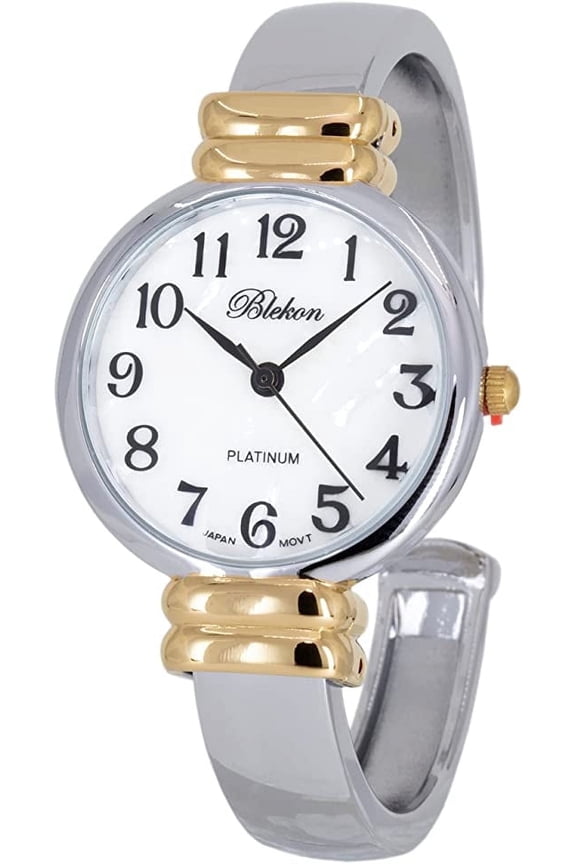 Collections Women’s Cuff Bangle Watch, 28mm Round Dial, Multicolor Semi-Open Bracelet, Japanese Quartz Movement