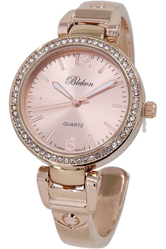 Original Mother of Pearl Cuff Bracelet Watch for Women with 31mm case Japanese Quartz Movement Metal hinged Bangle Style Cuff Wrist Watch for Ladies