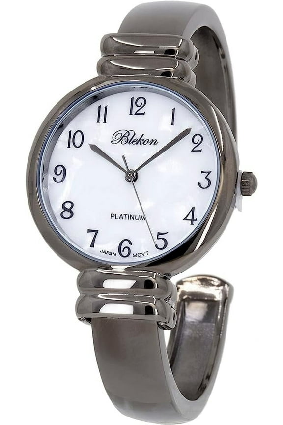 Original Mother of Pearl Cuff Bracelet Japanese Quartz Movement Metal hinged Cuff Bangle Style Wrist Watch for Women's