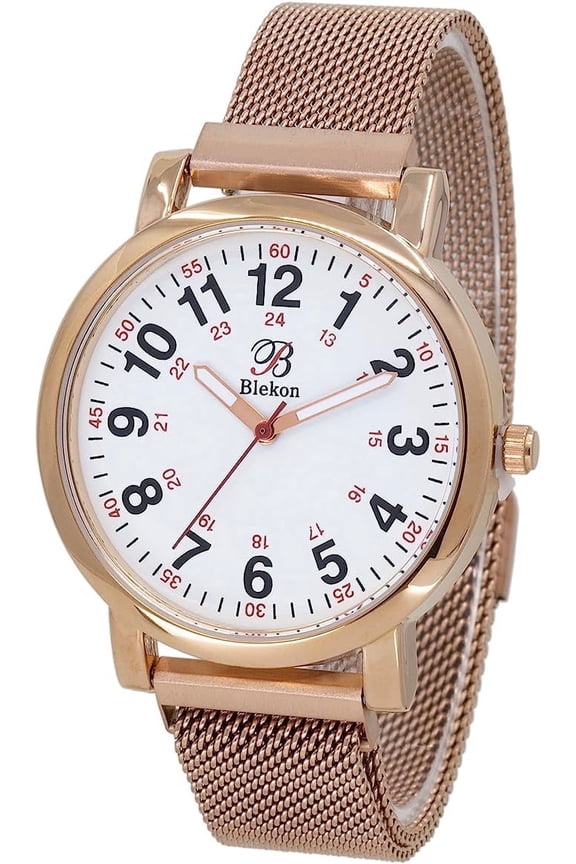 Original Nurse Metal Watch Stylish, Easy-Read Dial, Military Time, Magnetic Clasp,