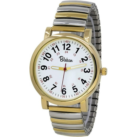 Blekon Original Nurse Watch Adult Unisex-Silver Stretch Band, Easy Read Dial, Water Resistant