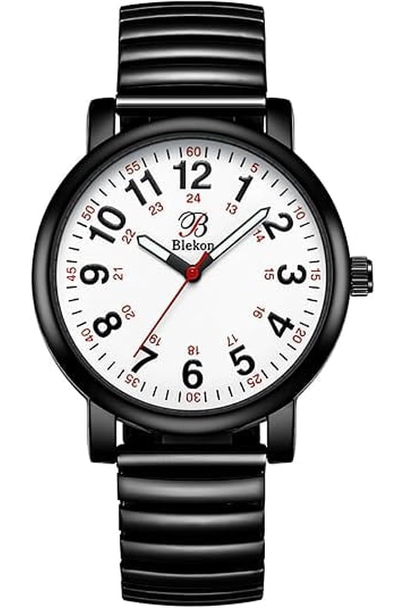 Original Nurse Watch Adult Unisex-Silver Stretch Band, Easy Read Dial, Water Resistant