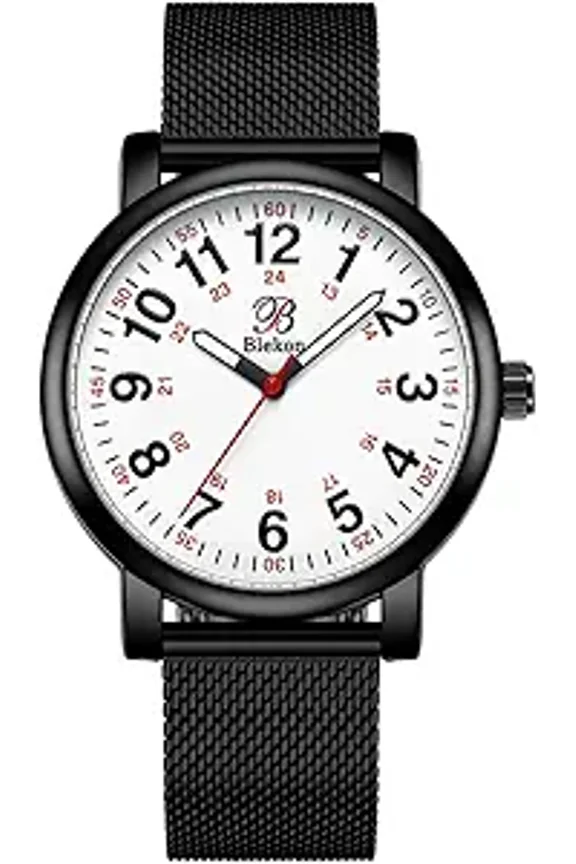Original Nurse Watch for Medical Professionals and Students – Various Metallic Mesh Colors, Easy Read Dial, Magnetic and Clasp Mesh Band, 3 ATM Water Resistant
