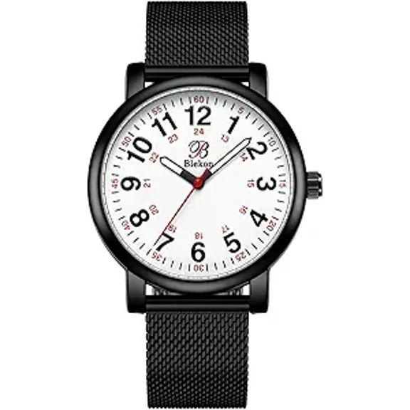 Blekon Original Nurse Watch for Medical Professionals and Students – Various Metallic Mesh Colors, Easy Read Dial, Magnetic and Clasp Mesh Band, 3 ATM Water Resistant