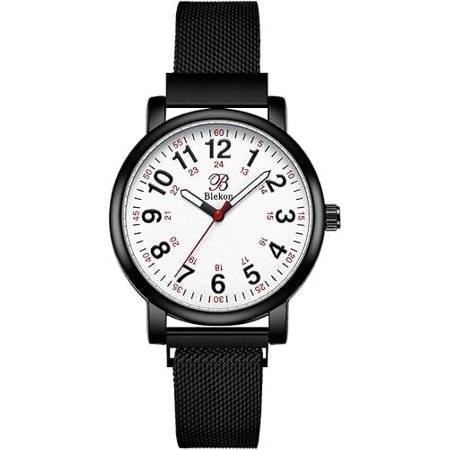 Blekon Original Nurse Watch for Medical Professionals and Students – Various Metallic Mesh Colors, Easy Read Dial, Military Time with Second Hand, Magnetic and Clasp Mesh Band, 3 ATM Water Resistant