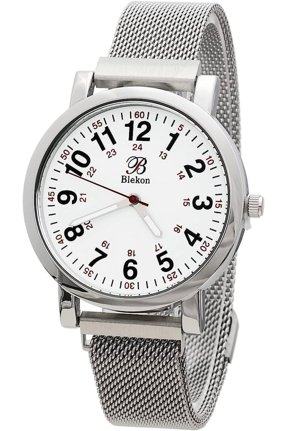 Original Nurse Watch for Medical Professionals and Students – Various Metallic Mesh Colors, Easy Read Dial, Military Time with Second Hand, Magnetic and Clasp Mesh Band, 3 ATM Water Resistant