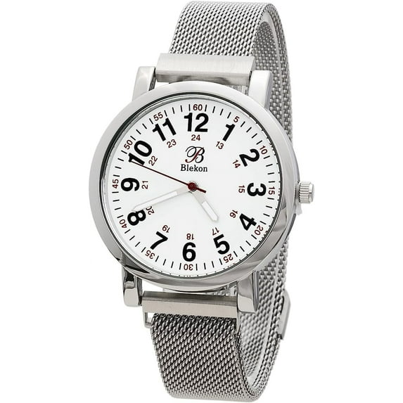 Blekon Original Nurse Watch for Medical Professionals and Students – Various Metallic Mesh Colors, Easy Read Dial, Military Time with Second Hand, Magnetic and Clasp Mesh Band, 3 ATM Water Resistant