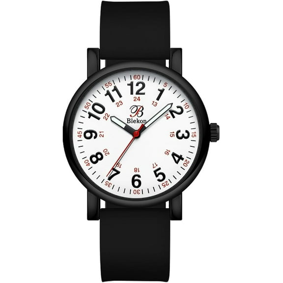 Blekon Original Nurse Watch for Medical Professionals and Students Various Scrub Colors, Easy Read Dial, Military Time with Second Hand, Silicone Band, 3 ATM Water Resistant