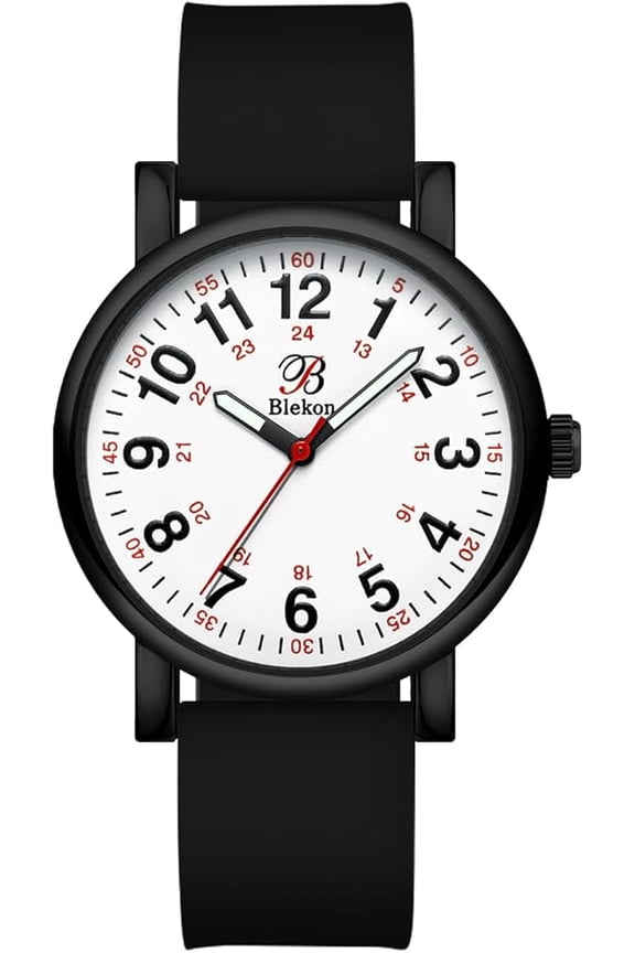 Original Nurse Watch for Medical Professionals and Students Various Scrub Colors, Easy Read Dial, Military Time with Second Hand, Silicone Band, 3 ATM Water Resistant