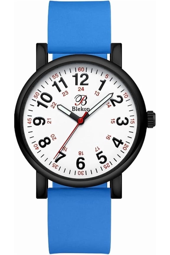 Original Nurse Watch for Women & Men, Japanese Quartz Medical Watch, Easy-to-Read Dial, Military Time, Silicone Band, Red Second Hand, Water Resistant