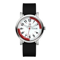 Blekon Original Nurse Watch - Medical Scrub Colors, Red Fifteen Minute Pulsometer - Easy Read Dial w/Day and Date Indicator, Second Hand, Water Resistant Watch