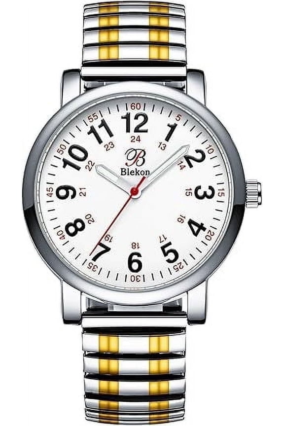 Original Nurse Watch - Multiple Color Stretch Bands, Easy Read Dial and Pulsometer, Second Hand, Water Resistant Watch