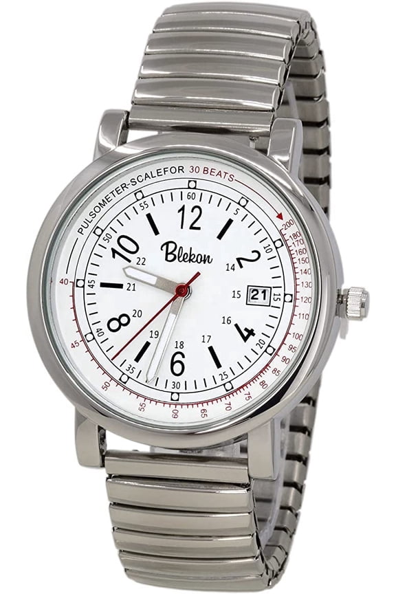 Original Unisex Stretch Band Watch, Easy-to-Read Analog Dial, Quartz Movement, Silver Expansion Band, Second Hand, Water Resistant Everyday Wrist Watch