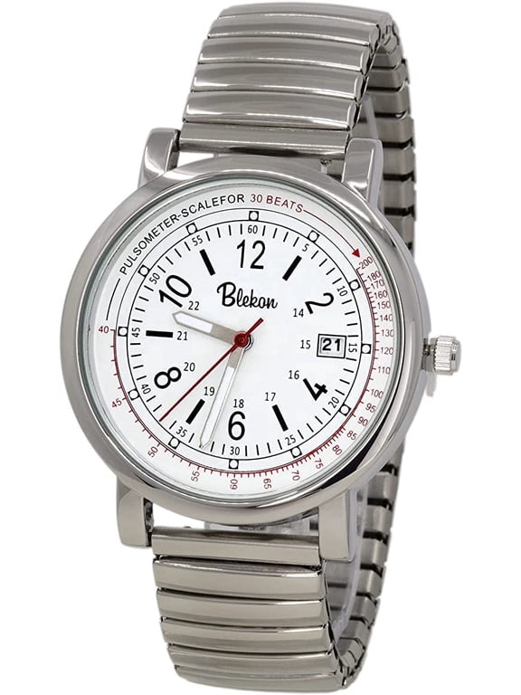 Original Unisex Stretch Band Watch, Easy-to-Read Analog Dial, Quartz Movement, Silver Expansion Band, Second Hand, Water Resistant Everyday Wrist Watch