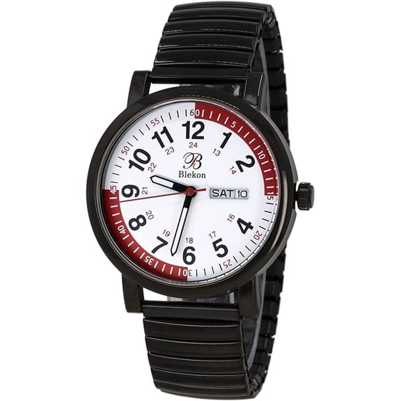 Blekon Original Nurse Watch - Silver Stretch Band, Easy Read Dial, Second Hand, Water Resistant Watch