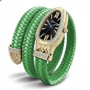 Blekon Original Serpent Wrap Watch   Stunning Coiling Snake Bangle for Women, Braided Leather Elegance, Luxury Quartz Timepiece, Fashion Jewelry