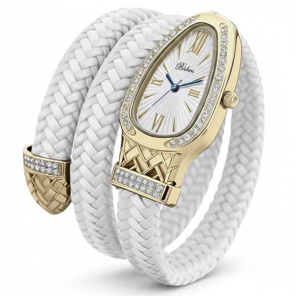Blekon Original Wrap Watch – Stunning Coiling Snake Bangle for Women, Braided Leather Elegance, Luxury Quartz Timepiece, Fashion Jewelry