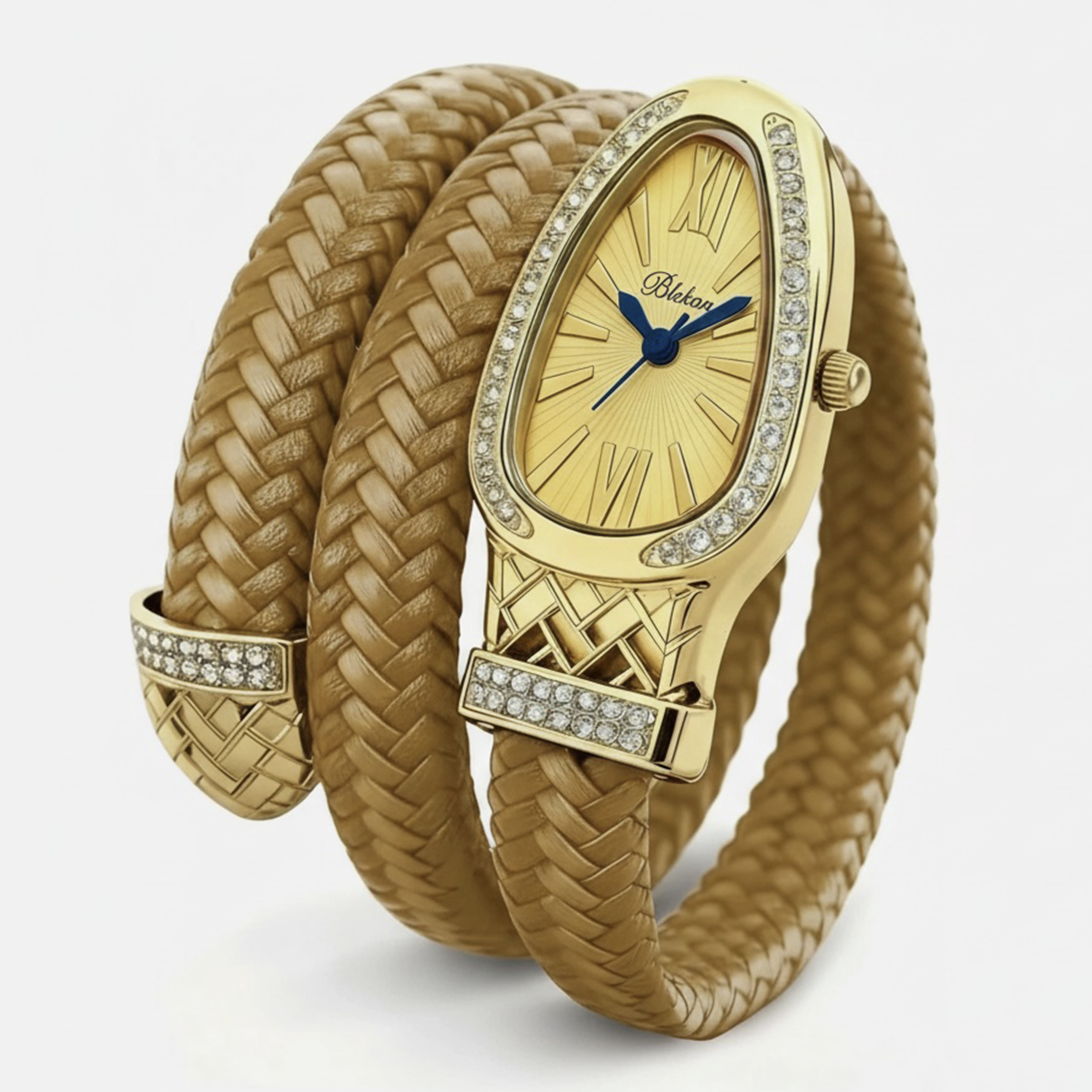 Blekon Original Serpent Wrap Watch – Stunning Coiling Snake Bangle for Women, Braided Leather Elegance, Luxury Quartz Timepiece, Fashion Jewelry