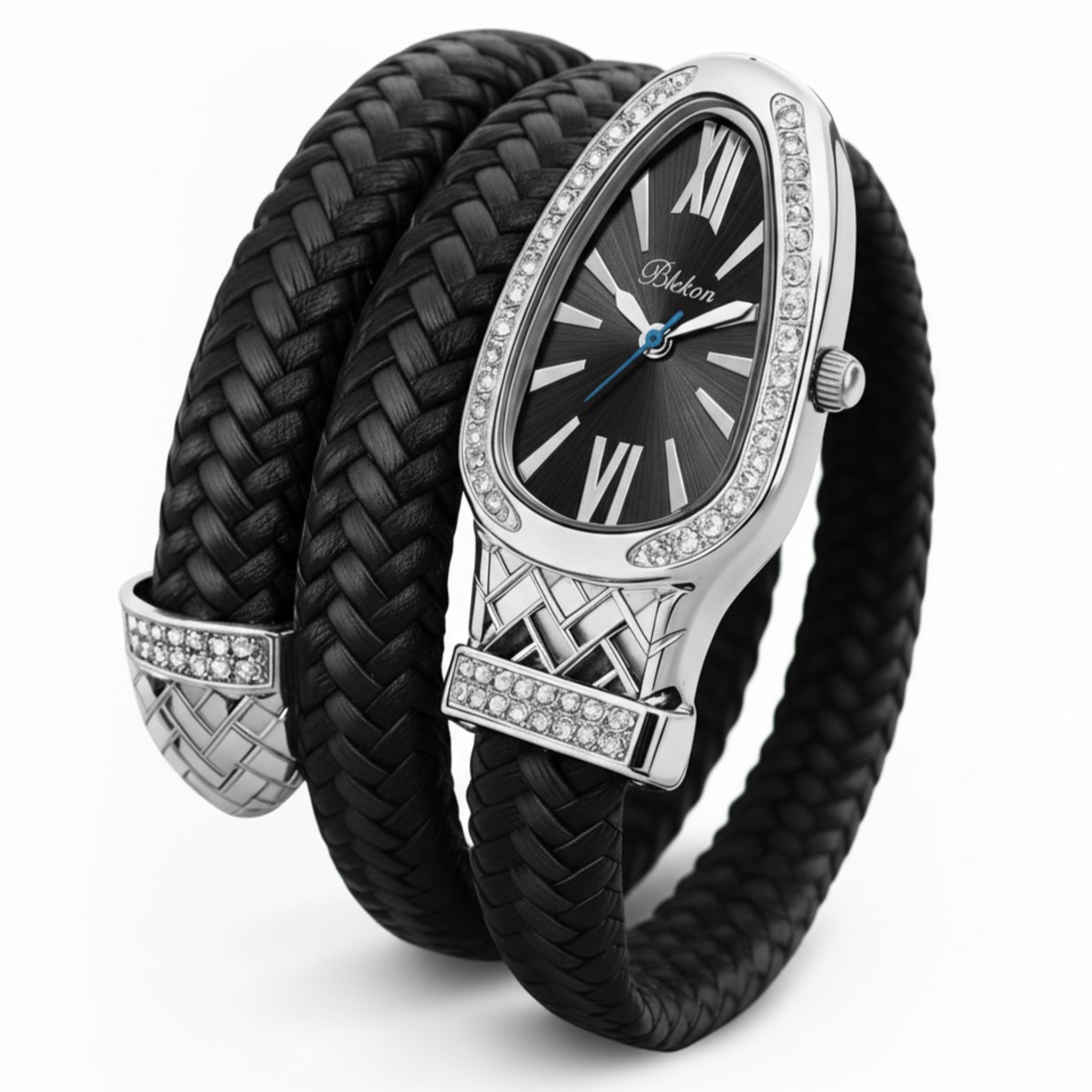 Blekon Original Serpent Wrap Watch – Stunning Coiling Snake Bangle for Women, Braided Leather Elegance, Luxury Quartz Timepiece, Fashion Jewelry