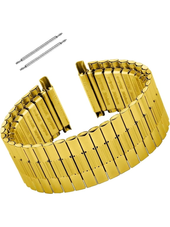Original Stainless Steel Stretch Watch Band Flexible Expansion Replacement Strap for 16mm to 23mm Lug Watches, No-Clasp Design with Pins Included