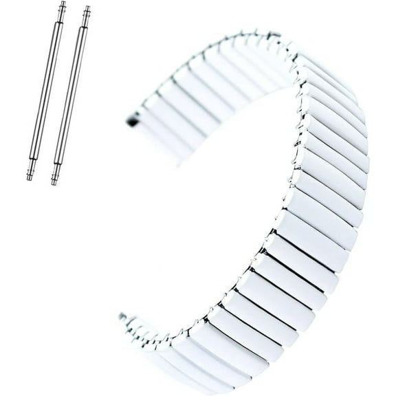 Blekon Original Stainless Steel Women's Stretch Watch Band - Flexible Expansion Straight End Replacement Strap, 18mm Straight End Lugs Watch Band, Pins Included, No Clasp