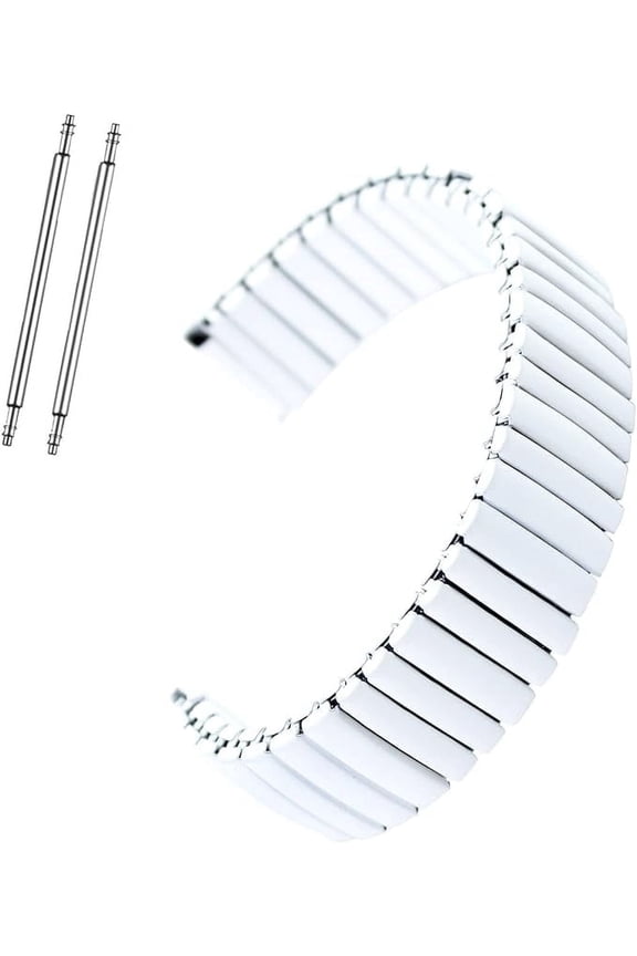 Original Stainless Steel Women's Stretch Watch Band - Flexible Expansion Straight End Replacement Strap, 18mm Straight End Lugs Watch Band, Pins Included, No Clasp