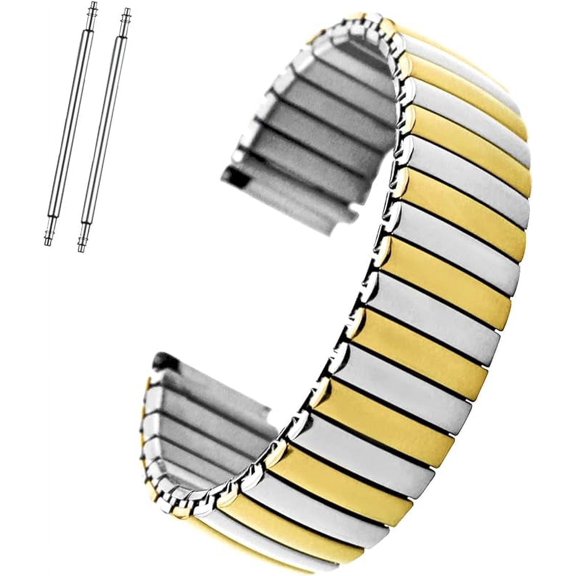 Blekon Original Stainless Steel Women's Stretch Watch Band - Flexible Expansion Straight End Replacement Strap, 18mm Straight End Lugs Watch Band, Pins Included, No Clasp