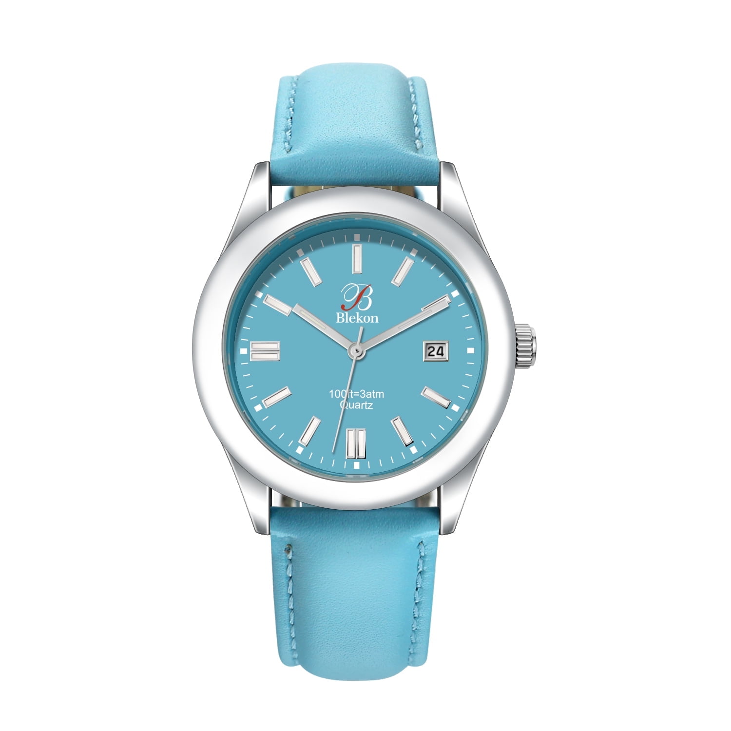 Blekon Original Stylish Bracelet & Leather Watch Set - Elegant Timepiece for Everyday and Special Occasions - (Aqua)