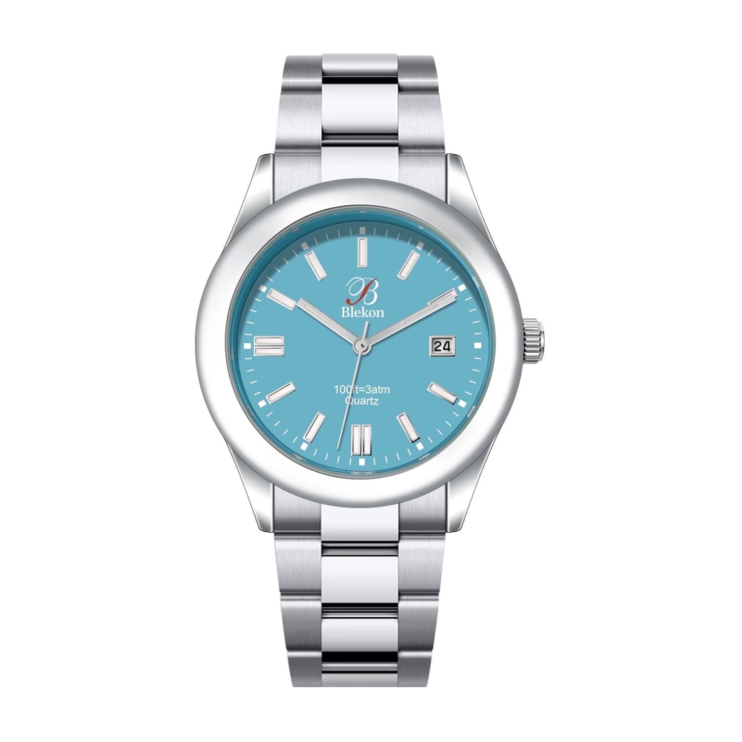 Blekon Original Stylish Bracelet & Leather Watch Set - Elegant Timepiece for Everyday and Special Occasions - (Aqua)