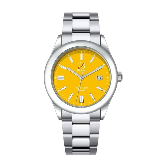 Blekon Original Stylish Bracelet & Leather Watch Set - Elegant Timepiece for Everyday and Special Occasions - (Yellow)