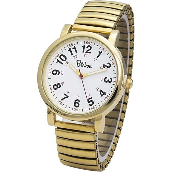 Blekon Original Unisex Adult-Silver Stretch Band, Easy Read Dial, Second Hand, Water Resistant Watch