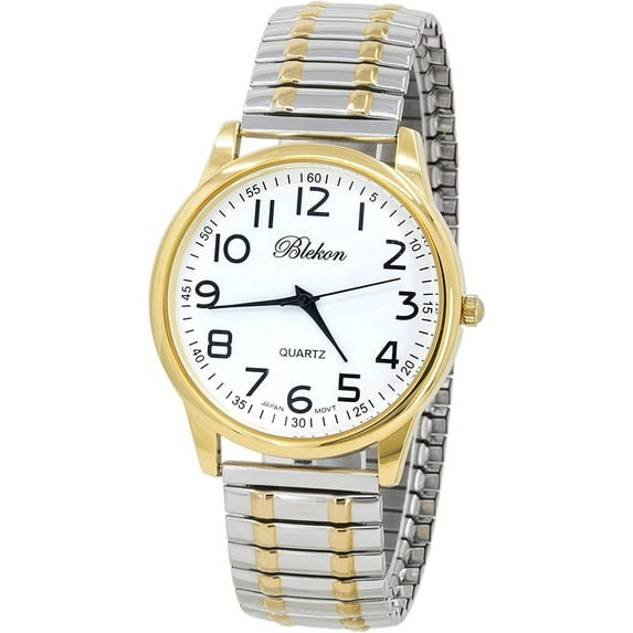 Blekon Collections Unisex Large Face Easy to Read 40mm Case Japanese Quartz Movement Stretch Band Watch