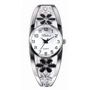 Blekon Women s Cuff Bangle Watch With Elegant Silver Bracelet, Flower Design Dial, Fashion Jewelry Timepiece