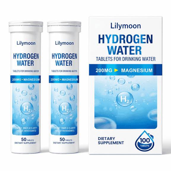 Lilymoon Hydrogen Tablets for Drinking Water, Molecular Hydrogen Water Tablets with 200mg Magnesium, 100 Count Supplement for Energy, Hydration and Mental Clarity