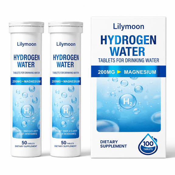 Lilymoon Hydrogen Water Tablets with 200mg Magnesium, 100 Count Molecular Hydrogen Supplement for Energy and Mental Clarity