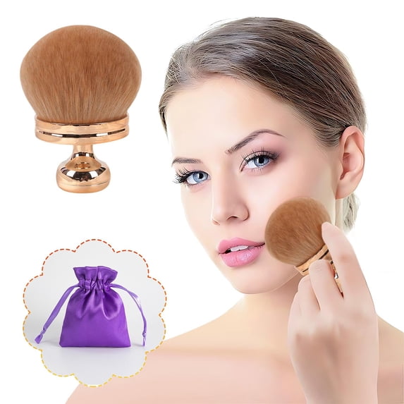 Blend & Blur Extra Large Body Makeup Brush for Self Tanner,Leg Makeup & Bronzer Self Tan Applicator, 74mm Wide Oval Head Kabuki Brush For Application with Drawstring Bag (Rose Gold)