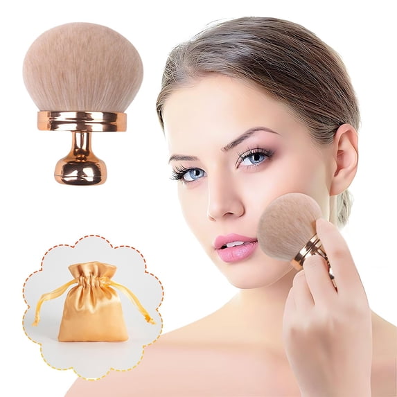 Blend & Blur Extra Large Body Makeup Brush for Self Tanner,Leg Makeup & Bronzer Self Tan Applicator, 74mm Wide Oval Head Kabuki Brush For Application with Drawstring Bag (Gold)