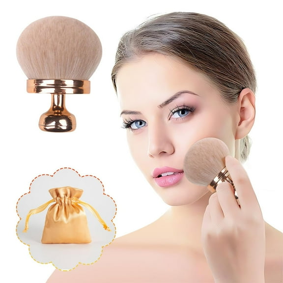 Blend & Blur Extra Large Body Makeup Brush for Self Tanner,Leg Makeup & Bronzer Self Tan Applicator, 74mm Wide Oval Head Kabuki Brush For Application with Drawstring Bag (Gold)