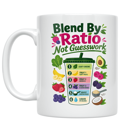 Blend By Ratio Not Guesswork - Smoothie Planning Teacher - 11 oz Ceramic Coffee Mug
