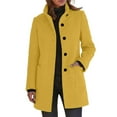 thumbnail image 1 of Blend Coat Button Front Long Sleeve Overcoat With Stand Collar For Autumn Winter Fashion Outerwear winter clothing for women, 1 of 4