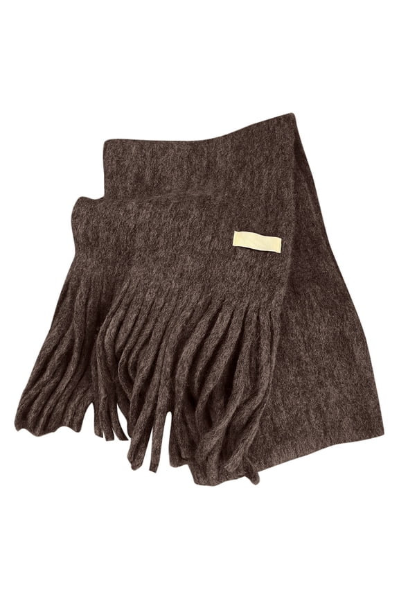 Blend Knit Scarf For Elegant Long Fringe Winter Wrap Soft Warm Fashion Everyday Comfort,Size:One Size