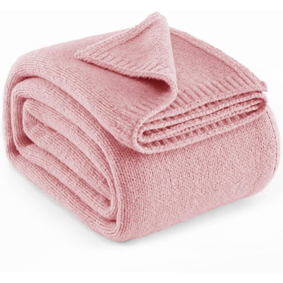 Blend Knit Throw Blanket 60" X 80", 50% Recycled Polyester Soft Knitted Fluffy Throws for Couch Lightweight Woven Blankets for Sofa Fuzzy Cozy Bed Cover,