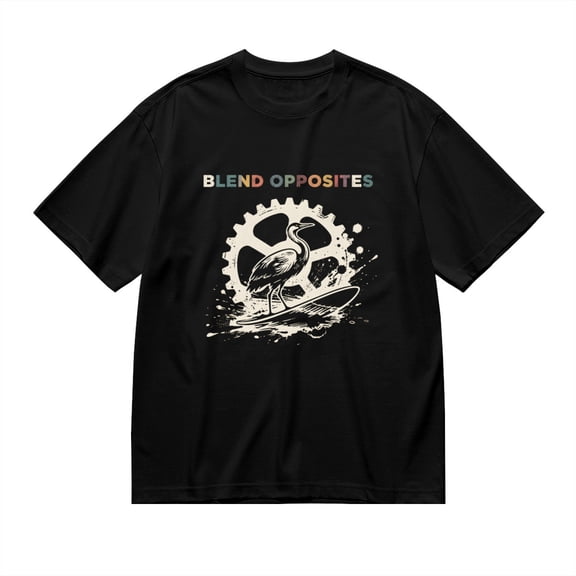 Blend Opposites, Egret Surfboard Gear Print 1, Vintage T Shirt, Cotton T-Shirt for Men, 23554243,L